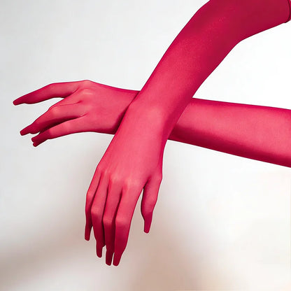 Ultra-Thin Solid Nylon Seamless Stocking Gloves – High Elasticity Long Sun Protection Women’s Dance, Party, Nightclub & Cosplay Accessories
