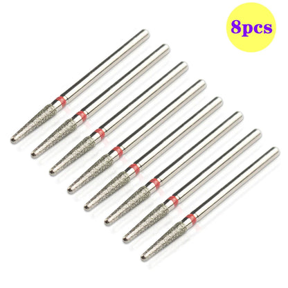 8pcs Diamond Nail Drill Bit Set - Rotary Electric Milling Cutters for Pedicure, Manicure, Cuticle Burr & Nail Tools Accessories