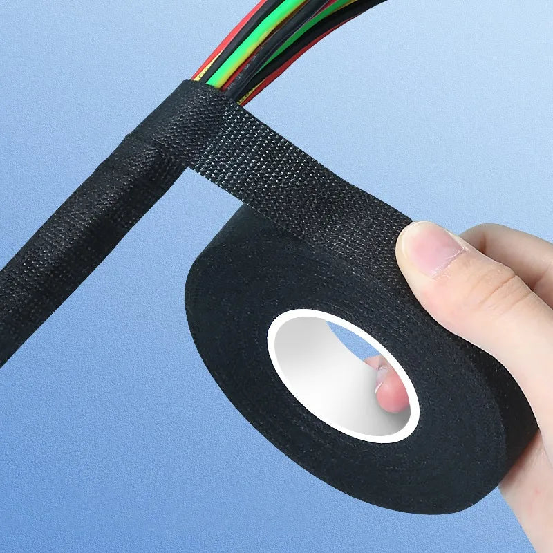 Heat-Resistant Electrical Tape – Waterproof Fabric Cloth Wrap for Auto Wiring, Cable Organizer & Harness Insulation
