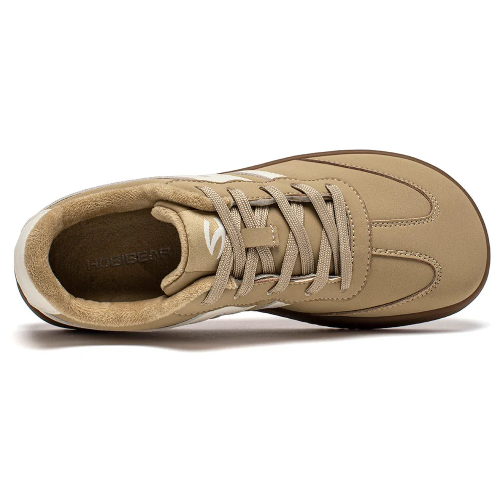 HOBIBEAR Wide-Toe Unisex Sneakers — Faux Leather with Faux Fur Lining, Casual Retro Lace-Up Shoes for Men & Women