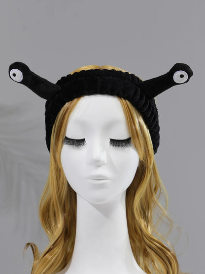 Cute Animal Ears Headband – Soft Coral Fleece with Fluffy Ball, Elastic Hair Band for Makeup & Face Washing