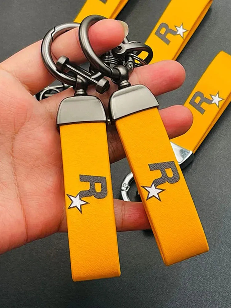 Durable Yellow Multi-Pendant Key Holder Strap – Nylon Webbing Game Keychain, Key Ring & Keyfob