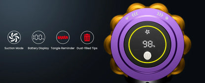550W Cordless Vacuum Cleaner - 45KPa Suction, 65 Min Runtime, Low Noise, LED Screen, Wall Mount Charging for Home