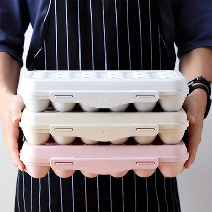 12 Grid Egg Holder Tray - Portable Plastic Egg Storage Container with Protective Case for Refrigerator, Camping & Travel