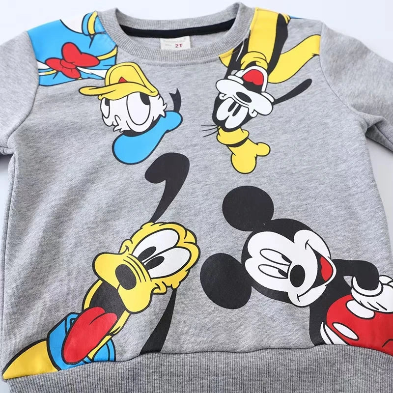 Autumn Children Clothing Set – Toddler Boys Mickey Mouse Top & Pants, 2-6 Years Kids Sports Suit