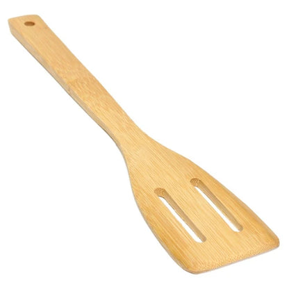 6PCS Bamboo Cooking Utensil Set – Wooden Spoons & Spatulas for Kitchen Mixing & Cooking