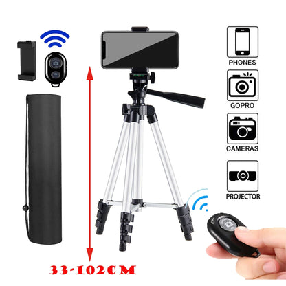 100cm Phone Tripod Stand – Video Recording Tripod with Bluetooth Remote, Universal Camera & Phone Photography Stand