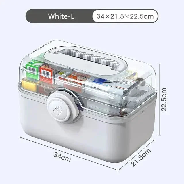 3-Layer Large Capacity Medicine First Aid Kit – Portable Multi-Layer Plastic Medical Storage Box for Household Use