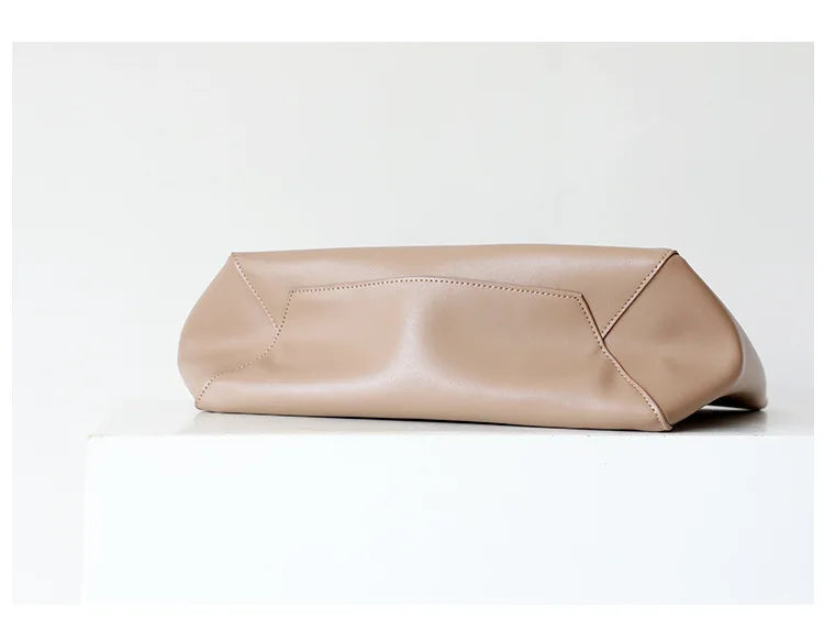 Customizable Name Large Capacity Commuter Bag – 100% Genuine Leather Soft Tote, Single Shoulder & Diagonal Shopping Bag