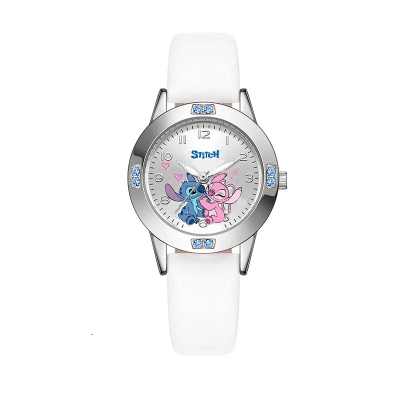 MINISO Disney Stitch Ladies' Quartz Watch - High-Quality Steel Belt with Diamond Set Design