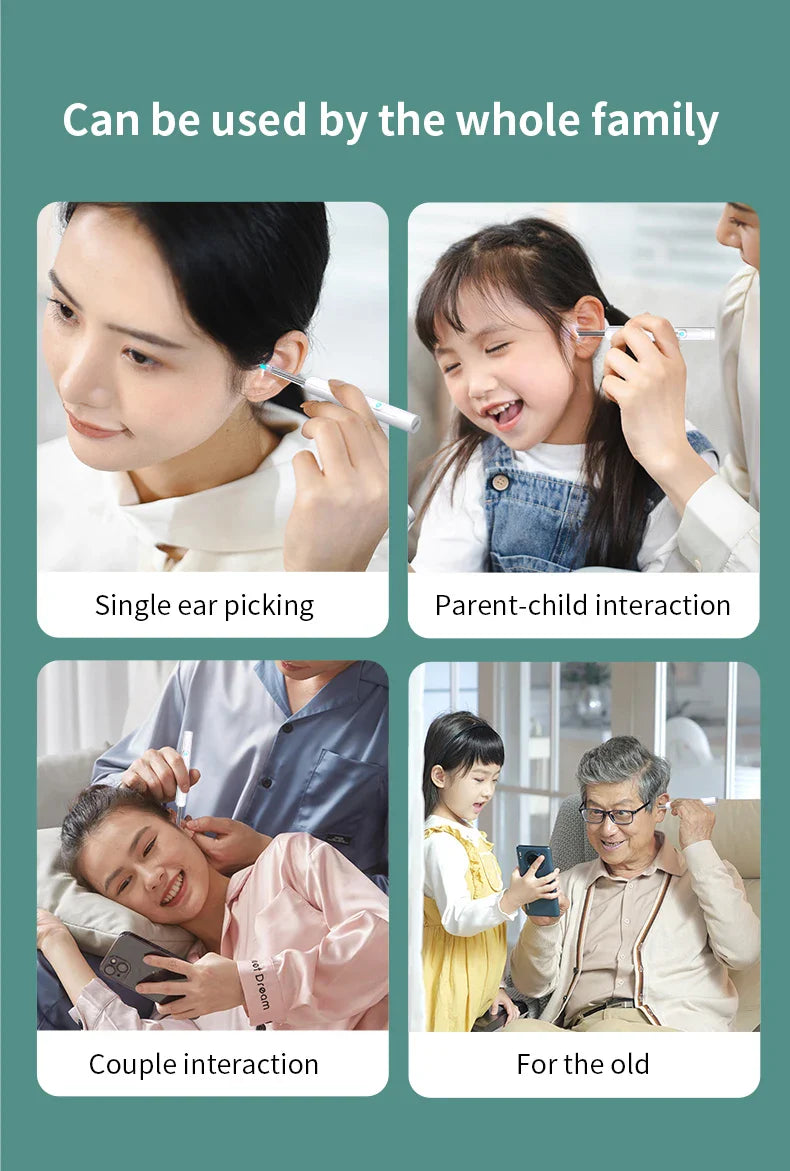 Smart Visual Ear Cleaner 1296P with Camera – USB-C Rechargeable Ear Wax Removal Tool, WiFi, 6 LED Lights