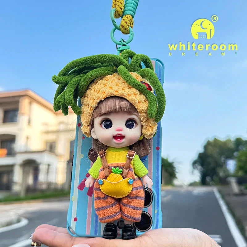 Mini Labbu Pocket Doll – Jointed Blythe-Style Boy & Girl Doll for Girls, Rainbow Ball Mobile Phone Decoration