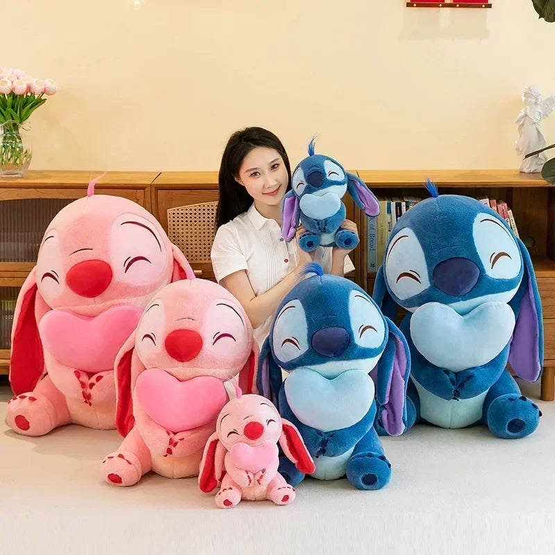 Disney Pink Lilo & Stitch Heart Plush Doll — Cute Cartoon Angel Soft Toy | Kawaii Birthday Gift for Kids