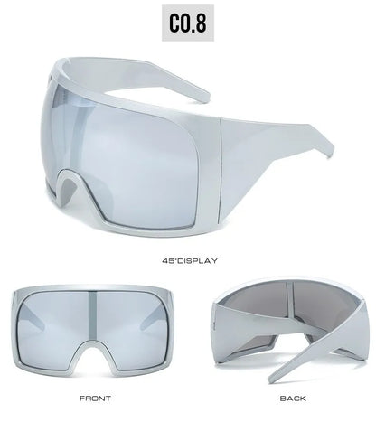 2025 Oversized Punk Shield Sunglasses – Luxury Steampunk Big Frame UV400 Sport Goggles for Women & Men