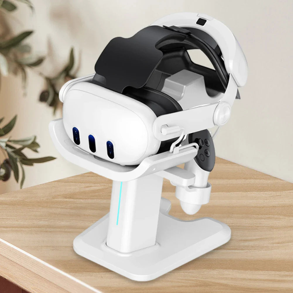 Charging Dock Station for Meta Quest 3 & Oculus VR Headset – Controller Desk Stand for Elite Head Strap, VR Accessories