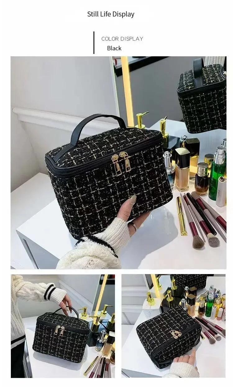 Korean-Style Large Cosmetic Bag – Instagram-Inspired Chanel-Style Ladies’ Handheld Toiletry Organizer