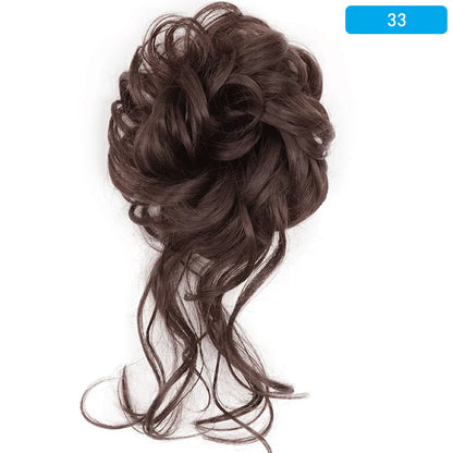 AZQUEEN Messy Bun Hair Extension – Synthetic Curly Wave Chignon Scrunchie, Elastic Band Updo Hairpiece for Women