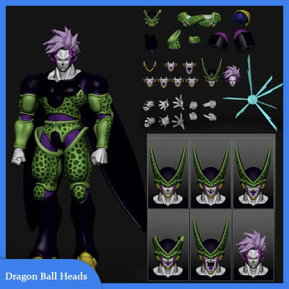 KW Studio Dragon Ball Z Cell Action Figure – Perfect Monster DX Blue & Purple Model Toy