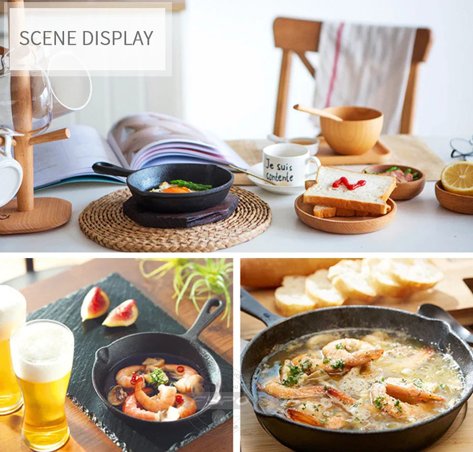 Cast Iron Frying Pan – 14/16/20cm Non-Stick Skillet for Omelettes, Pancakes & Induction Cooking