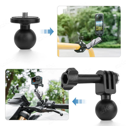 Selfie Stick Monopod Handlebar Mount – Compatible with Insta360 X4/X3/X2, GoPro 8-13 & DJI for Bicycle & Motorcycle