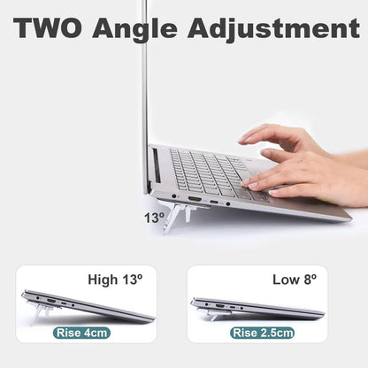 2PCS Mini Foldable Laptop Stand – Portable Adjustable Angle Self-Adhesive Invisible Notebook Riser for Laptop & Keyboard Support