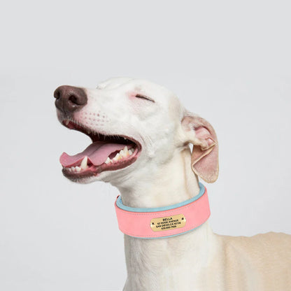Wide Personalized PU Leather Dog Collar – Custom Tag Soft Pet Collar for Small, Medium & Large Dogs, Pitbulls & Bulldogs