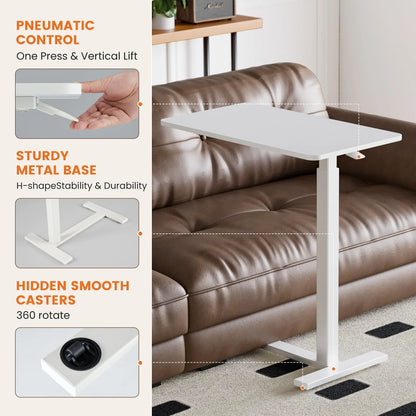 Overbed Bedside Table – Adjustable Height Sofa Table with Hidden Wheels for Laptop & Mobile Use