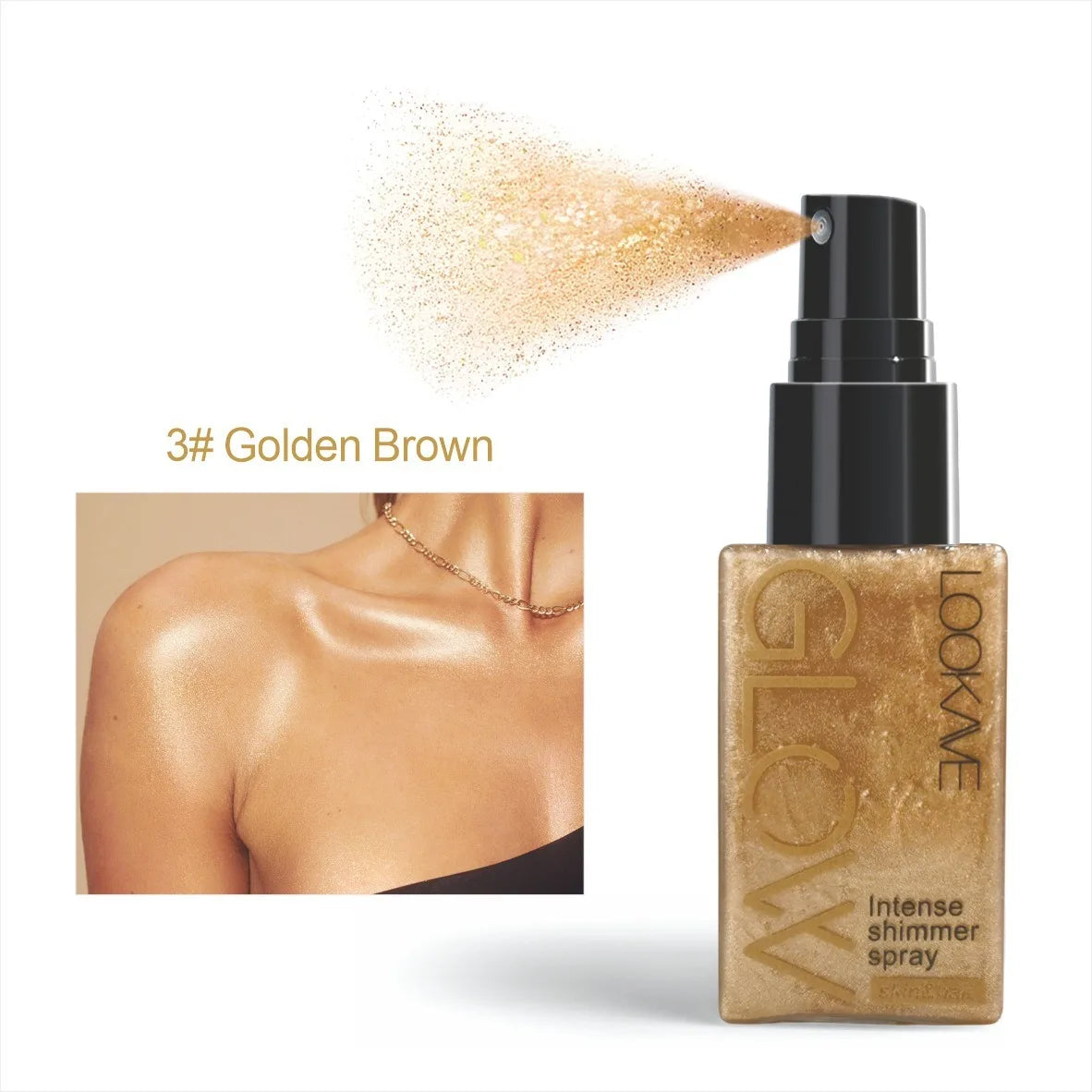 Shimmer Oil Spray – Waterproof Long-Lasting Gold & Bronze Body and Face Highlighter for Brightening & Contouring