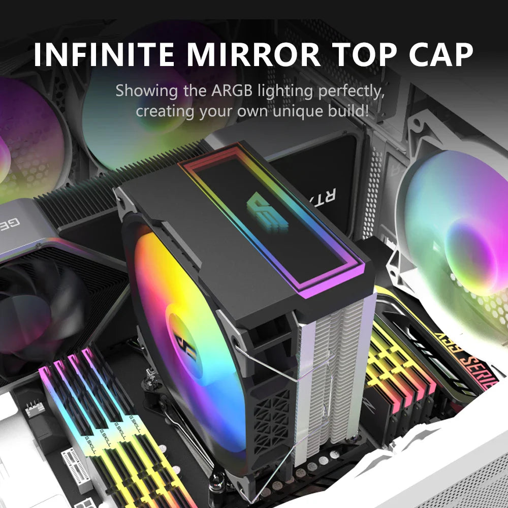 Darkflash U400 ARGB CPU Cooler — 4 Heat Pipe 120mm PWM Air Cooler for Intel LGA 115X/1200/1700 & AMD AM4/AM5