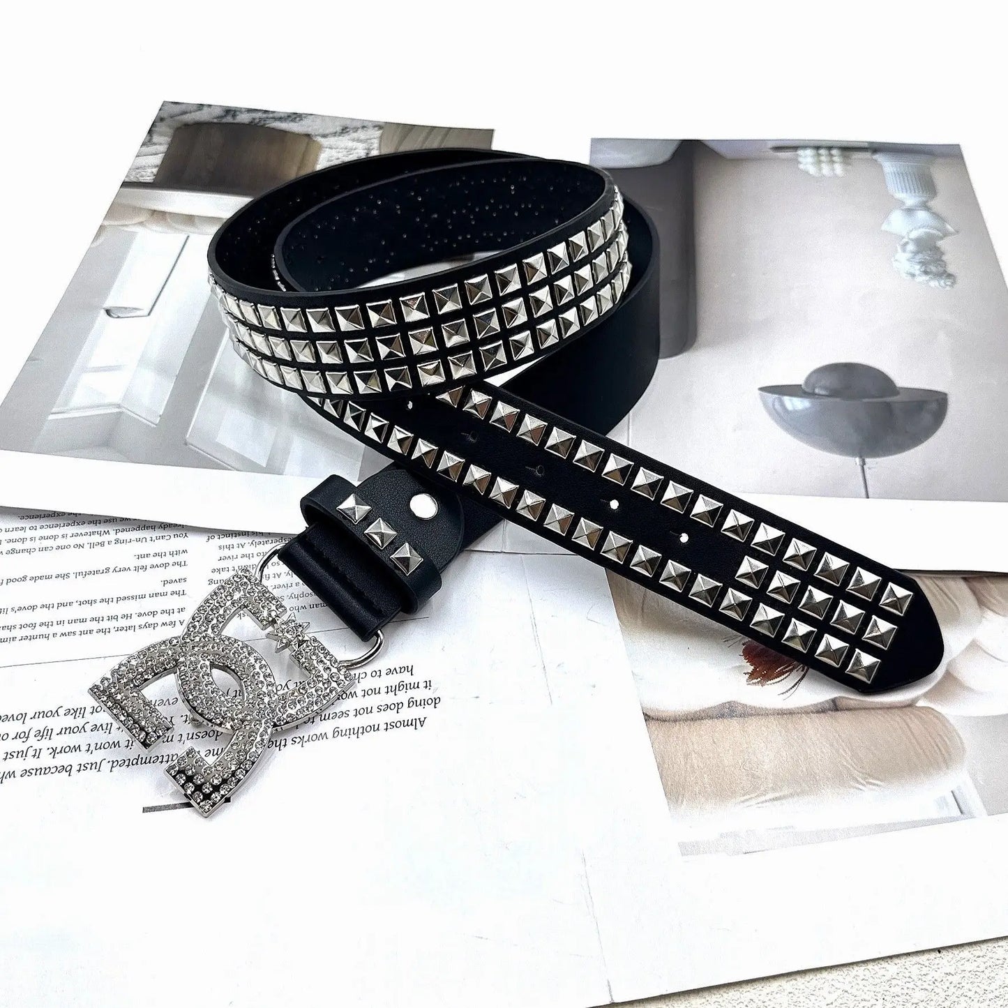 YK2 Luxury Women's Rhinestone Belt – Punk Rivet Leather Fashion Belt with Decorative Embedded Design