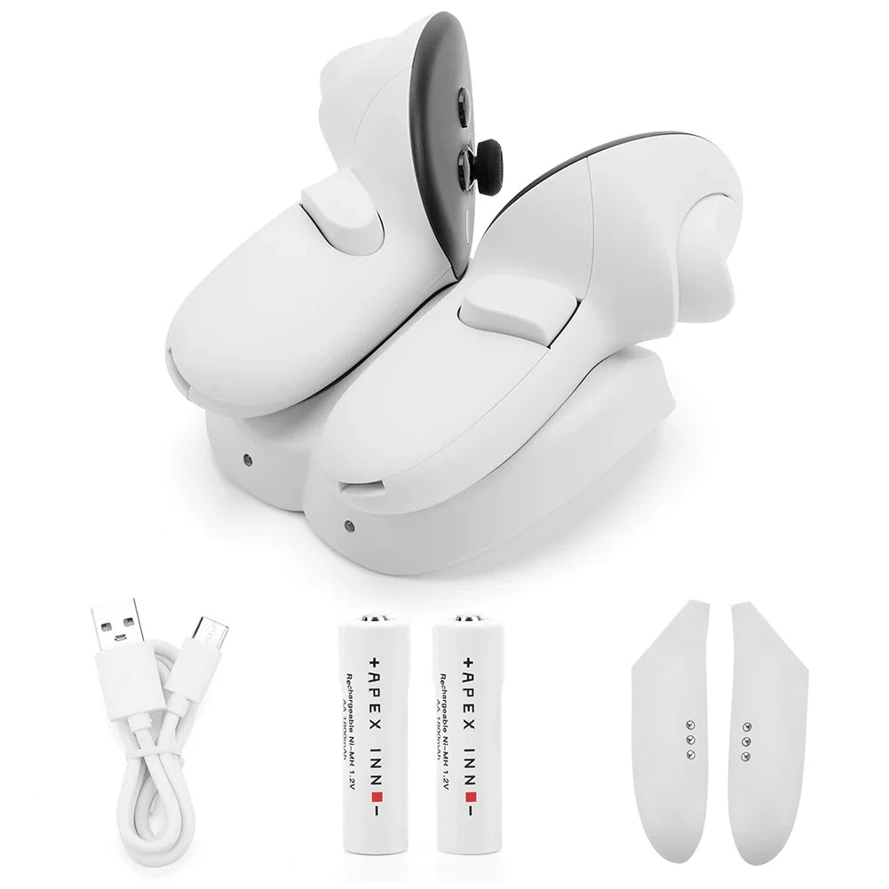 Controller Charging Station for Oculus Quest 3 – 20W Fast Charging with 2 Rechargeable Batteries, Meta Quest 3 VR Accessory