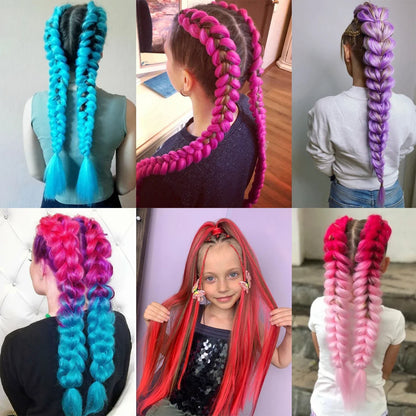 2Pcs Purple Synthetic Ponytail Extensions – Long Straight Hair Accessories with Rubber Bands for Women & Halloween