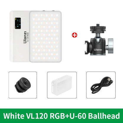 Ulanzi VL120 Full Color RGB Video Light – Dimmable 2500K-9000K LED Photography & Vlog Fill Light for Cameras