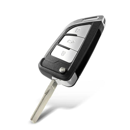 KEYYOU 2/3 Button Remote Flip Folding Car Key Shell - Compatible with VW Volkswagen MK4, Bora, Golf 4/5/6, Passat, Polo, Touran