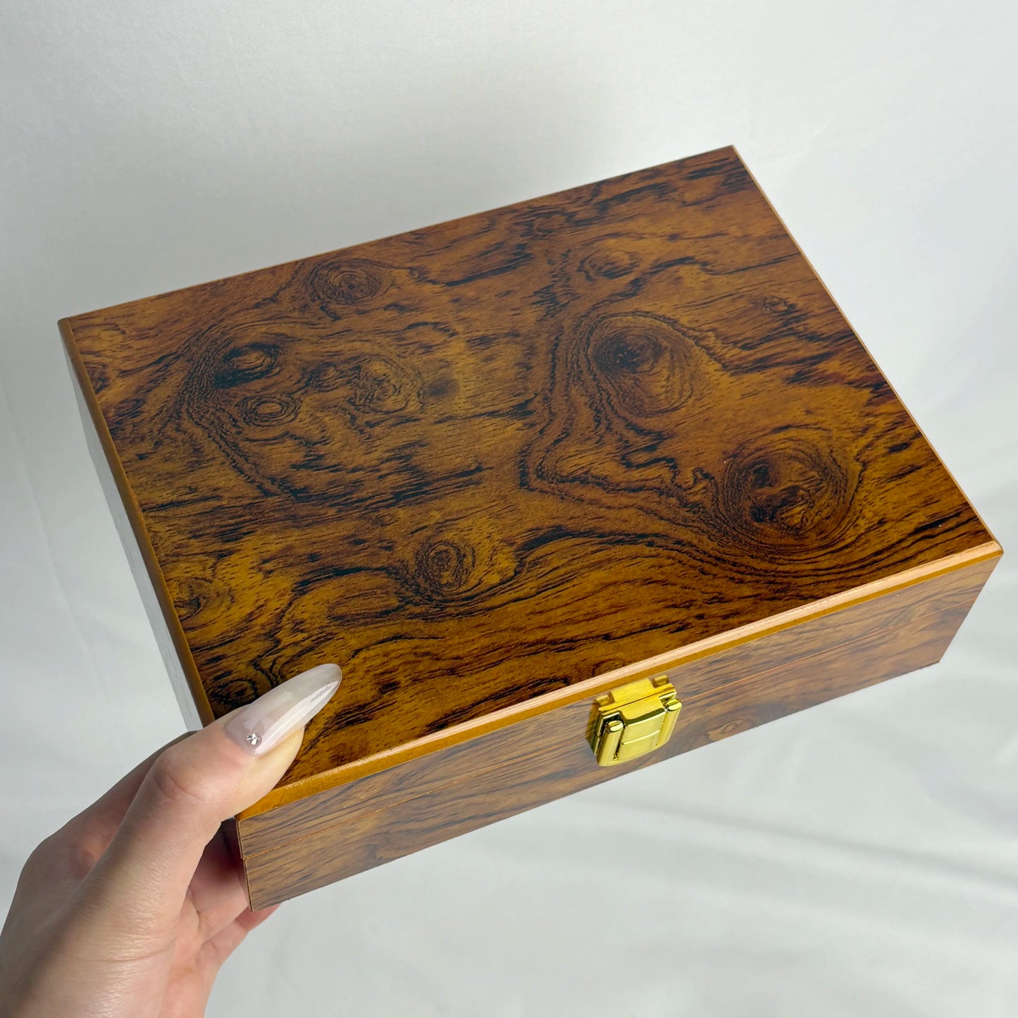 Premium Glossy Wooden Storage Box - Lockable Multifunctional Organizer for Belts, Jewelry & Accessories