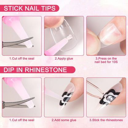 14PCS Nail Glue for Press-On Nails – Super Strong Acrylic Nail Glue, Long-Lasting for Salon Quality Results