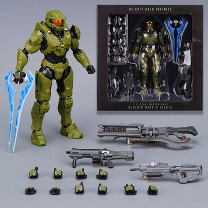 Halo Master Chief Action Figure – 1/12 PVC John-117 Collectible Toy with Full Body Articulation