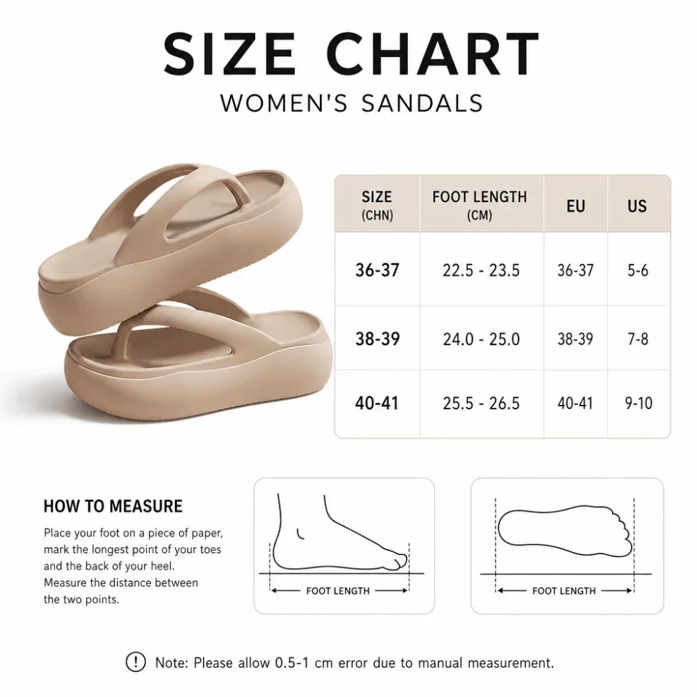 Height-Increasing Platform Slippers - 5CM EVA Non-Slip Lightweight Beach Sandals for Women