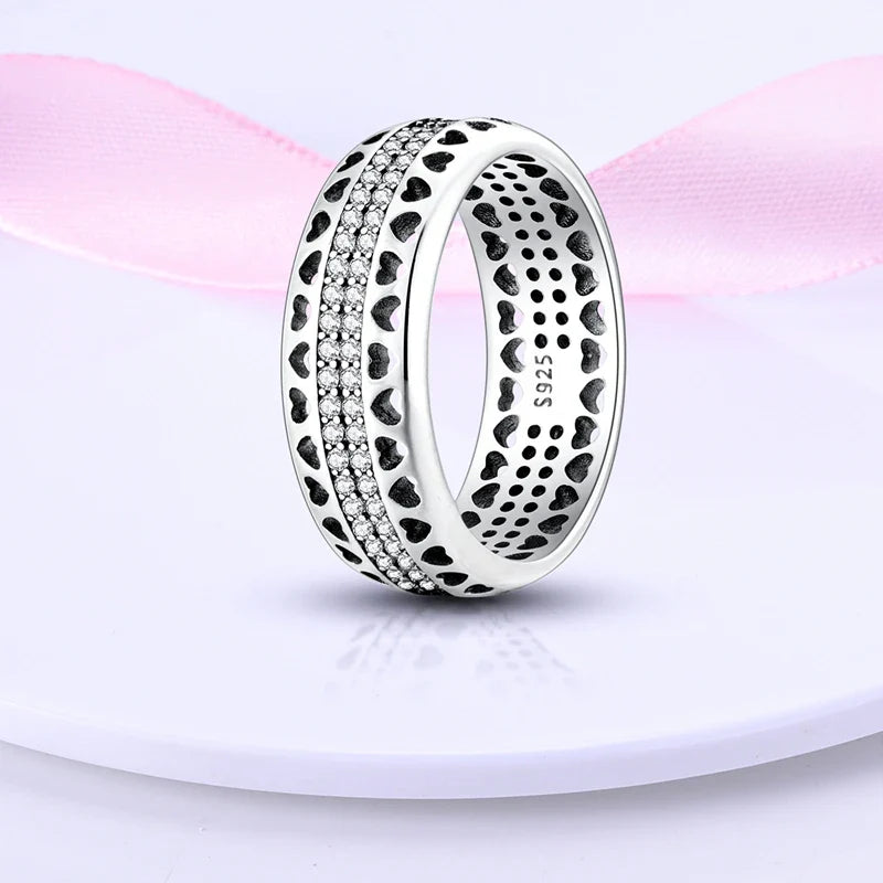 925 Sterling Silver Rings - Bow, Heart, Sun, Moon & Star Zircon Jewelry for Women, Birthday & Anniversary Gift