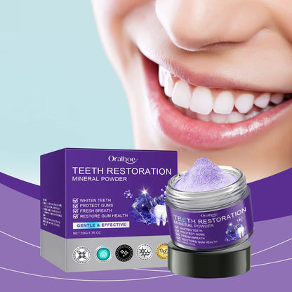 Purple Teeth Whitening Mineral Powder – Teeth Restoration, Stain Removal & Fresh Breath Oral Cleanser