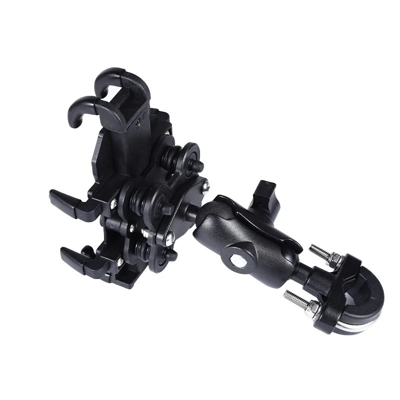 Secure Ride Companion: Motorcycle Electric Bike Mobile Phone Holder - Aluminum Handlebar Bracket with Shock Absorber, GPS Mount