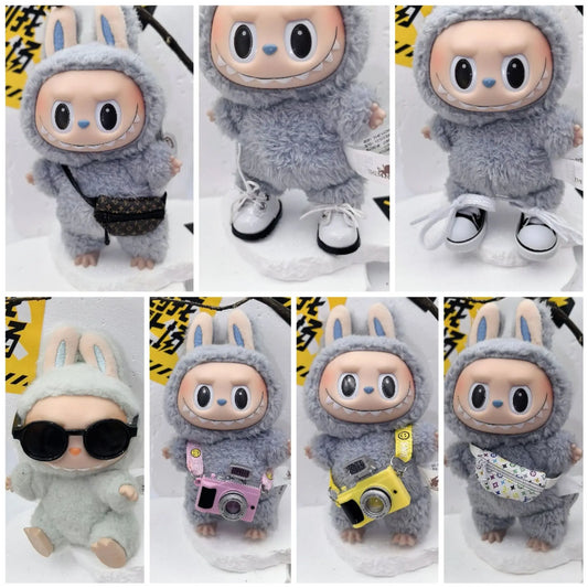 17cm Labubu POP MART Blind Box Doll Clothes – Cute Princess Dress with Suspenders Skirt (Clothes Only)