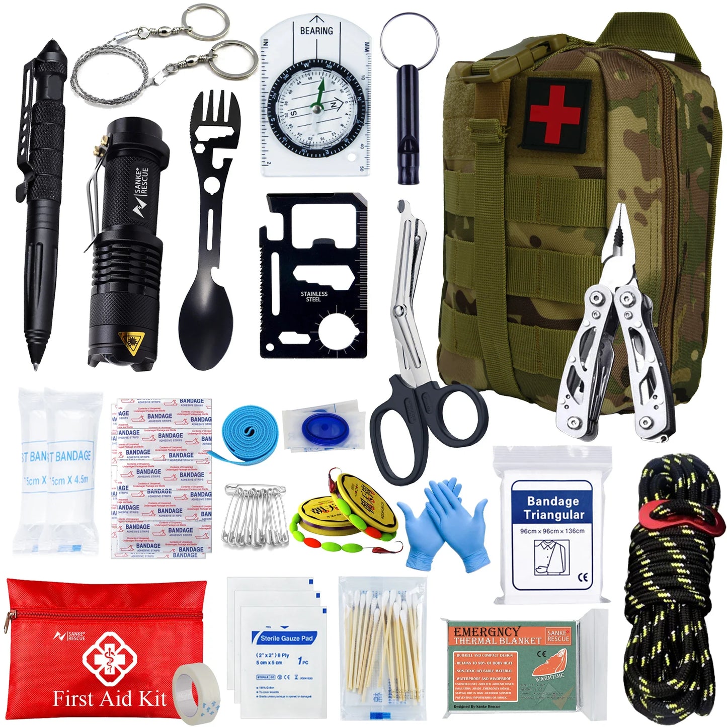 Survival First Aid Kit - MOLLE Outdoor Emergency Trauma Bag for Camping Hiking IFAK EDC Adventure Gear