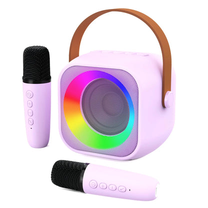 Haomuren Portable Karaoke Machine – Mini Bluetooth Speaker with 1-2 Wireless Microphones, Singing Toy for Kids & Family Party Gift