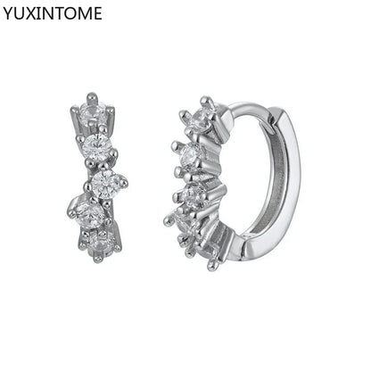 925 Sterling Silver White Zircon Hoop Earrings for Women – Fashion Geometric Crystal Silver Earrings Fine Jewelry Elegant Daily Wear Jewelry