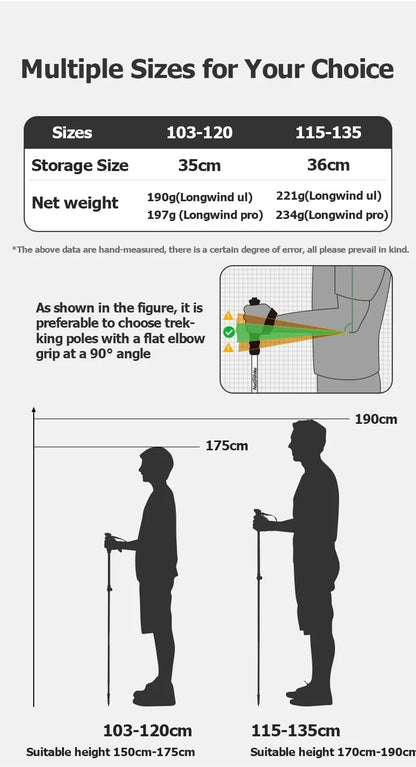 Naturehike Lightweight Trekking Poles – Carbon Fiber & Aluminum Alloy Folding Walking Sticks for Hiking & Climbing