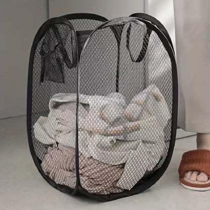 Mesh Pop-up Laundry Basket – Foldable Storage Basket for Dirty Clothes with Large Capacity