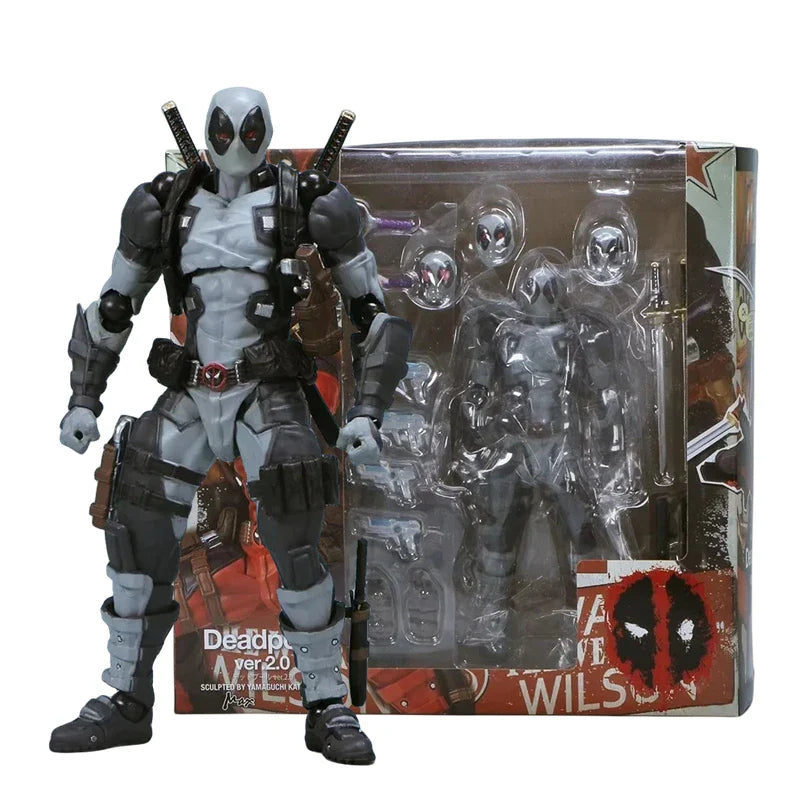 AMAZING YAMAGUCHI Deadpool & Wolverine 2.0 Action Figure – Grey Mutants Joint Movable KAIYODO Model Toy for Kids & Collectors
