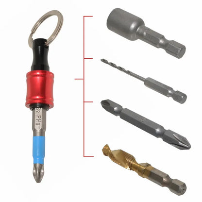 6pcs/Set 1/4" Hex Shank Screwdriver Extension Rod Holder - Key Chain Adapter Drill Bit Quick Replacement, Portable Hand Tool