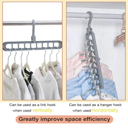 9-Hole Multi-Function Clothes Hanger Organizer – Space-Saving Folding Magic Rack for Scarves & Clothes